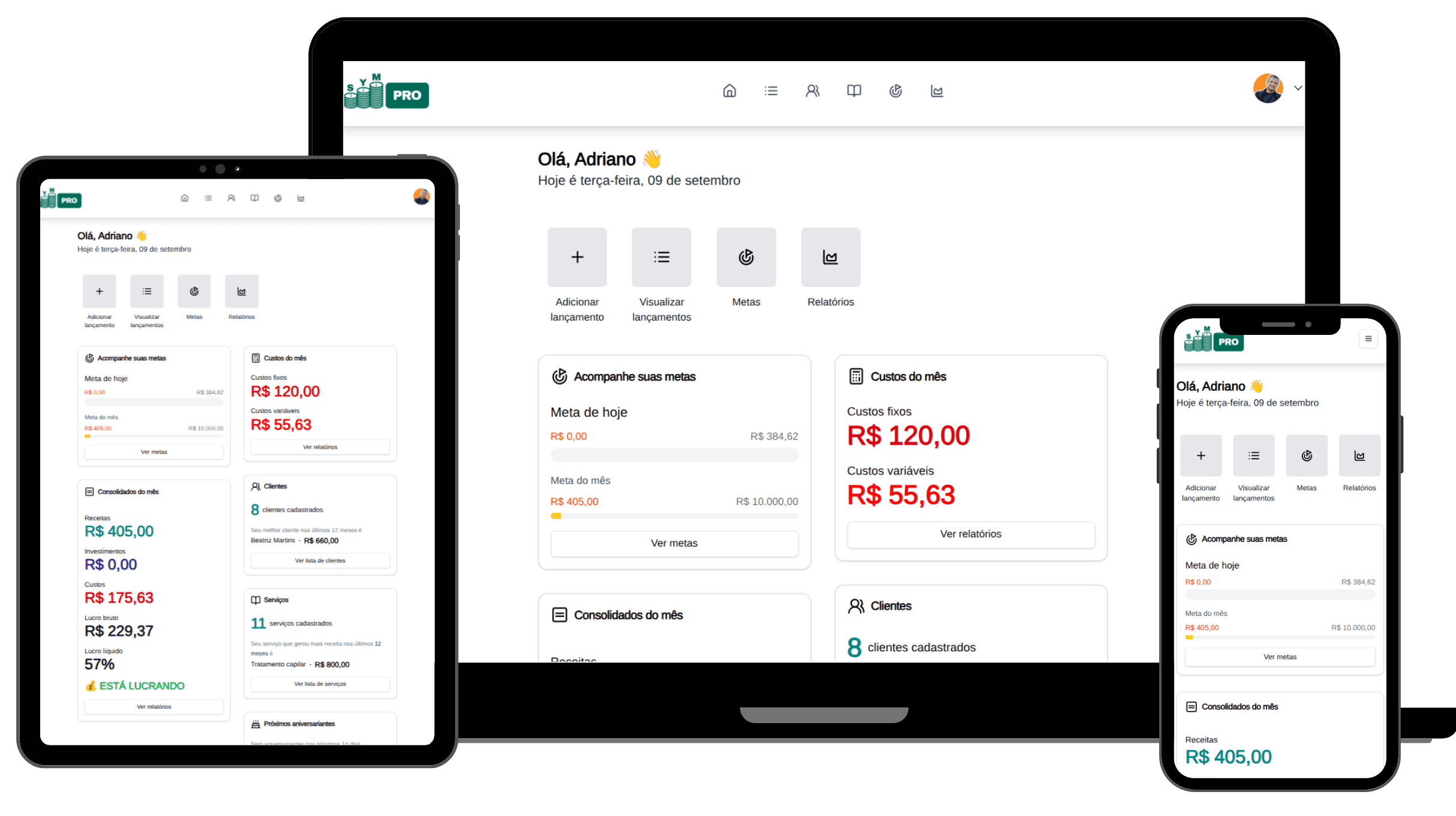 Devices showing the SymPro app