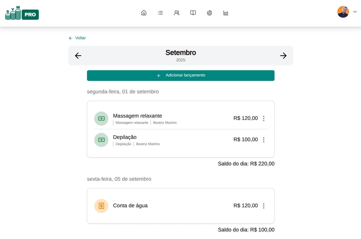 Lançamentos rápidos