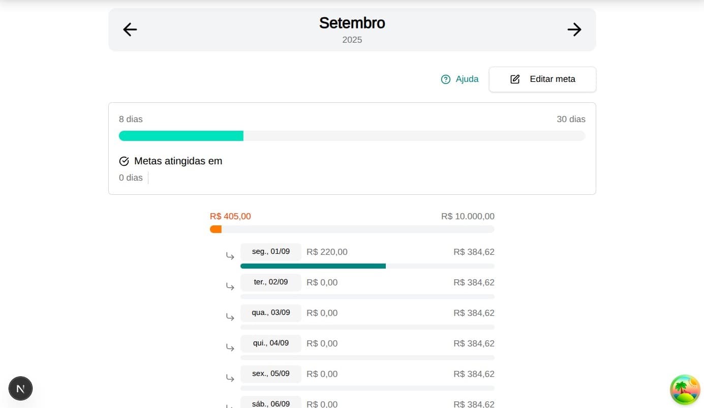 Crie e acompanhe metas